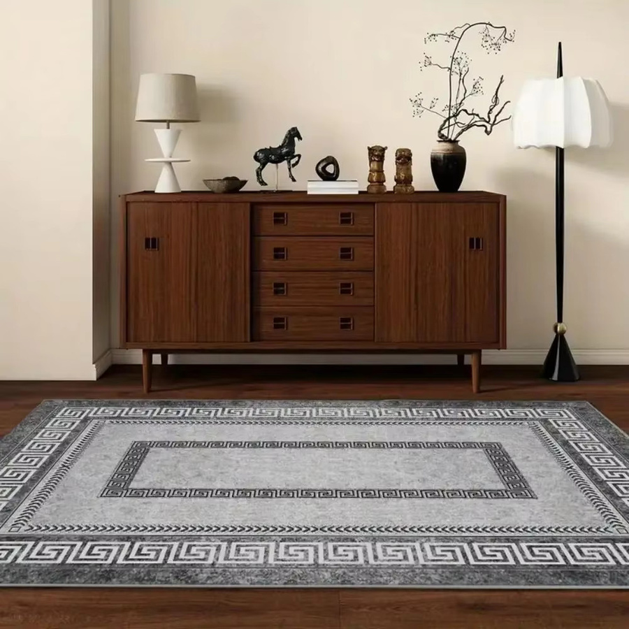 VIKAMA Moderner Luxus-Teppich in Grau für Wohnzimmer, Schlafzimmer und Büro, Rechteckig - Bild 2