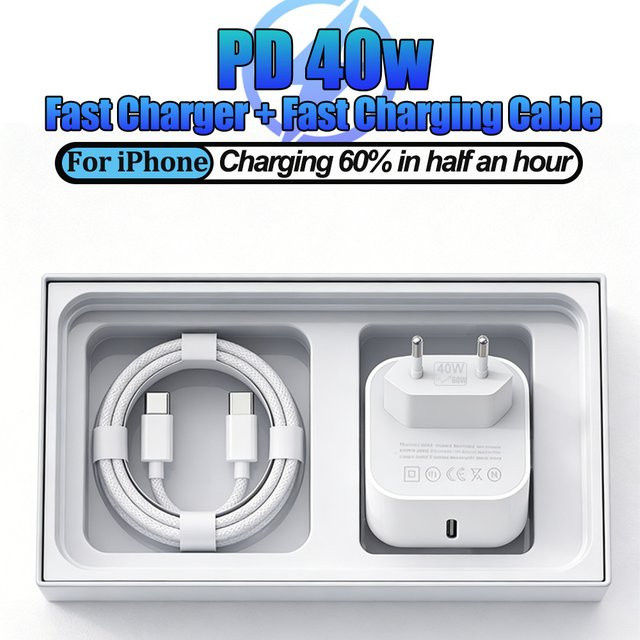 USB-C Schnellladeadapter 40W PD für Apple iPhone in Weiß - Bild 1