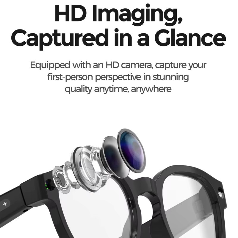 VIVO KI-Smart-Brille in Schwarz mit 2MP Kamera, Videoaufnahme, KI-Übersetzung und WLAN-Übertragung - Bild 2