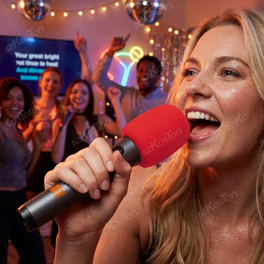 2er-Pack Schaumstoff-Mikrofonabdeckung für JBL PartyBox Wireless Mic, Windschutz und Pop-Filter in Schwarz und Rot - Bild 3