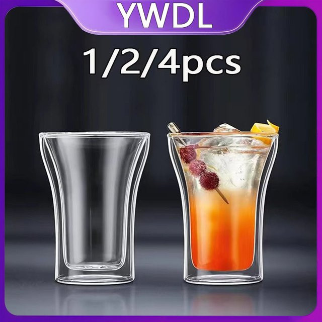 YWDL Doppelwandige Glasbecher aus Borosilikatglas, transparente Frühstückstassen für Kaffee und Tee - Bild 1