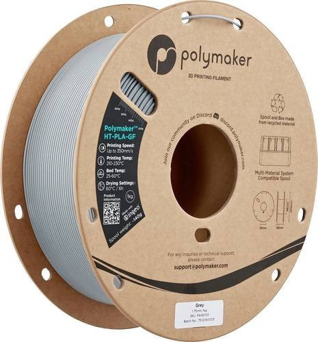 Polymaker HT-PLA-GF Filament Glasfaserverstärkt Hochtemperaturbeständig Matt Grau 1,75 mm 1000 g - Bild 1