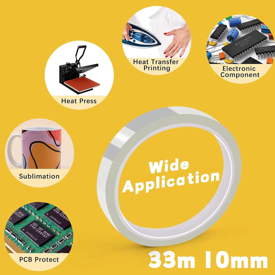 2er-Pack hitzebeständiges Thermoklebeband Blau, Breite: 10 mm, Länge: 33 m pro Rolle, ideal für Wärmepresse, Elektronik und Vinyl-Transfersublimation - Bild 2