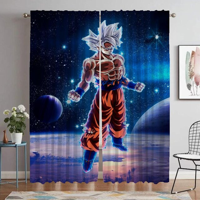 Yiran Furniture Vorhänge aus Tüll für Wohnzimmer und Schlafzimmer, 2 Stück, Blau, Breite: 60 cm, Höhe: 90 cm - Bild 1