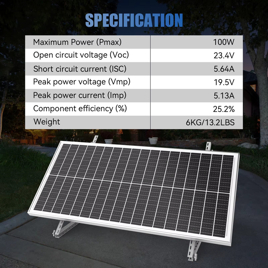Rvpozwer Monokristallines Solarpanel Schwarz, hocheffizientes Solarzellen-Modul mit 12BB für Wohnmobil und Anhänger, 12,8 V - Bild 6