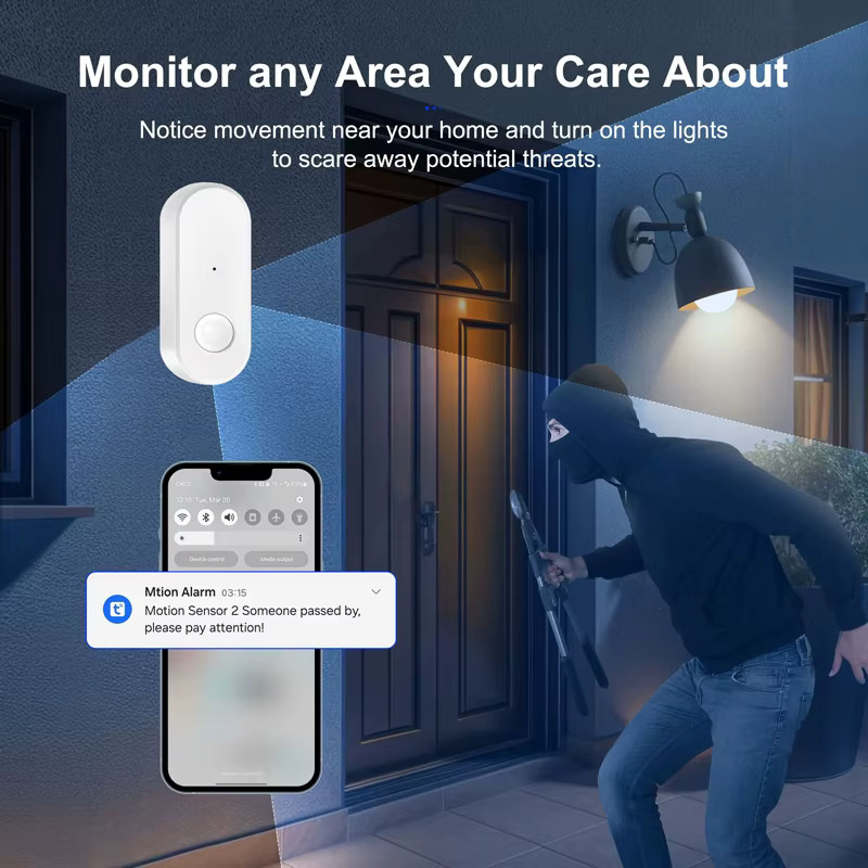 Tuya PIR Infrarot-Bewegungsmelder in Weiß mit WiFi oder Zigbee für Smart Life App, Alexa und Google Home zur Heimsicherheit - Bild 2