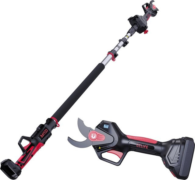 CCLIFE 2in1 Akku Astschere mit 2m Teleskopstange und 40mm Schneidkapazität in Schwarz aus SK5 Stahl ohne Akku - Bild 1
