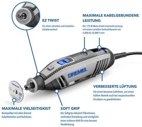 Dremel Multifunktionswerkzeug 4250-3/45 mit 175W Leistung und 45 Zubehörteilen in Grau - Bild 2