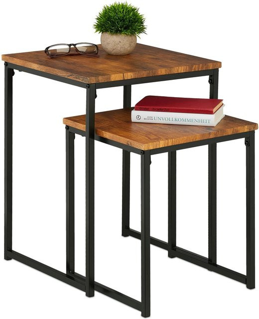 Relaxdays Beistelltisch 2er Set aus Eisen und MDF in verschiedenen Farben, B/T/H: 40 x 40 x 54 cm - Bild 1