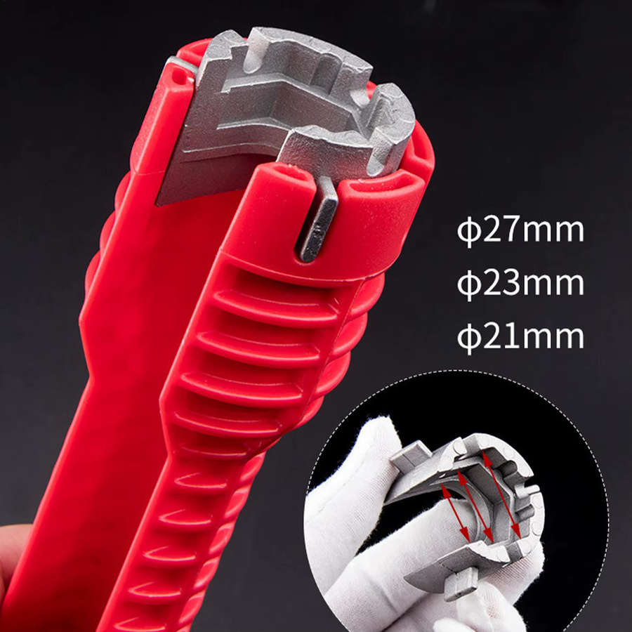 Multifunktionales 14-in-1 Sanitär-Installationsset mit Waschbecken- und Rohrschlüssel in Rot - Bild 2
