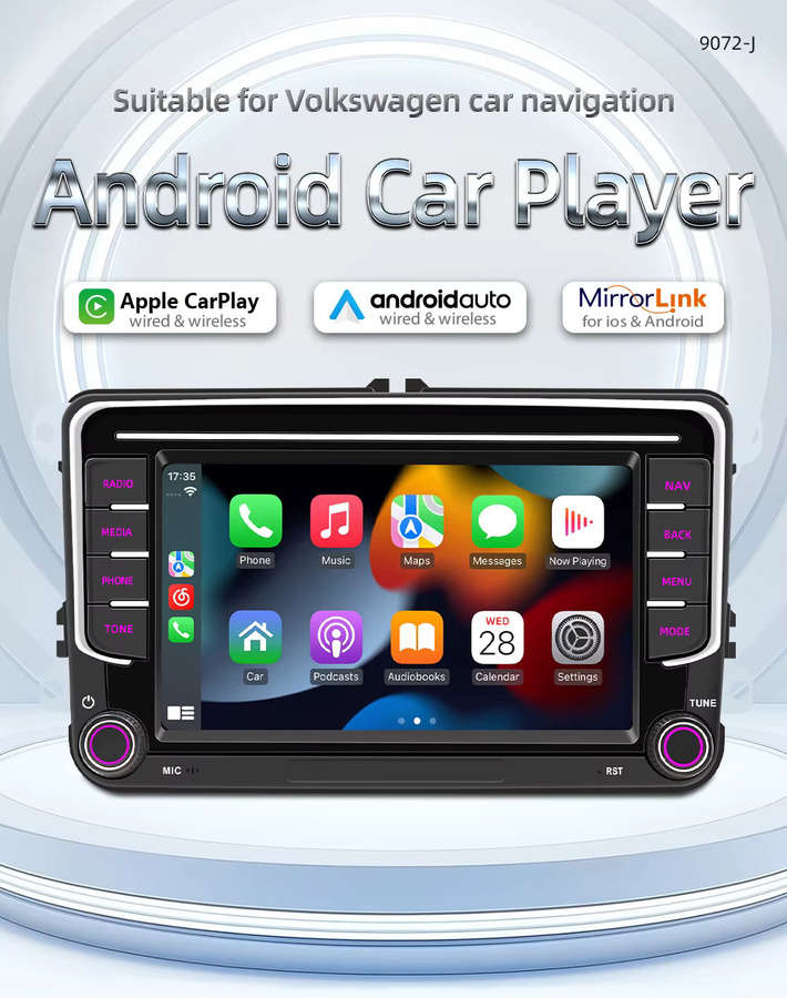 BQCC Android 13 Octa Core Autoradio mit 7 Zoll Display, Mirrorlink, Carplay, WIFI und GPS für Volkswagen VW CC Passat B7 Polo Golf 5 6 Jetta mk5 mk6 in Schwarz - Bild 2