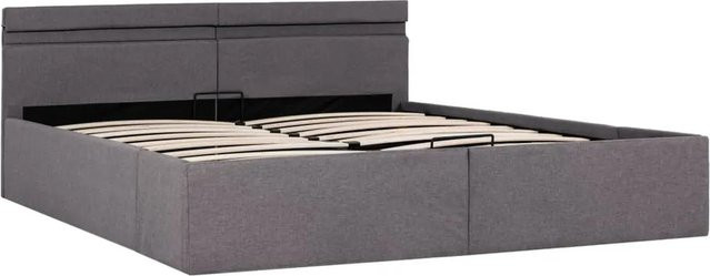 vidaXL Bett mit hydraulischem Bettkasten, LED-Beleuchtung und USB-Anschluss, Taupe Stoff, B/T/H: 160 x 200 x 105 cm (ca.) - Bild 1
