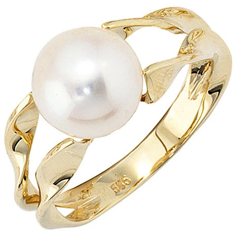 Colfem Ring 585 Gelbgold, Süßwasser Perle, Damen, Ringgröße 50 - Bild 1
