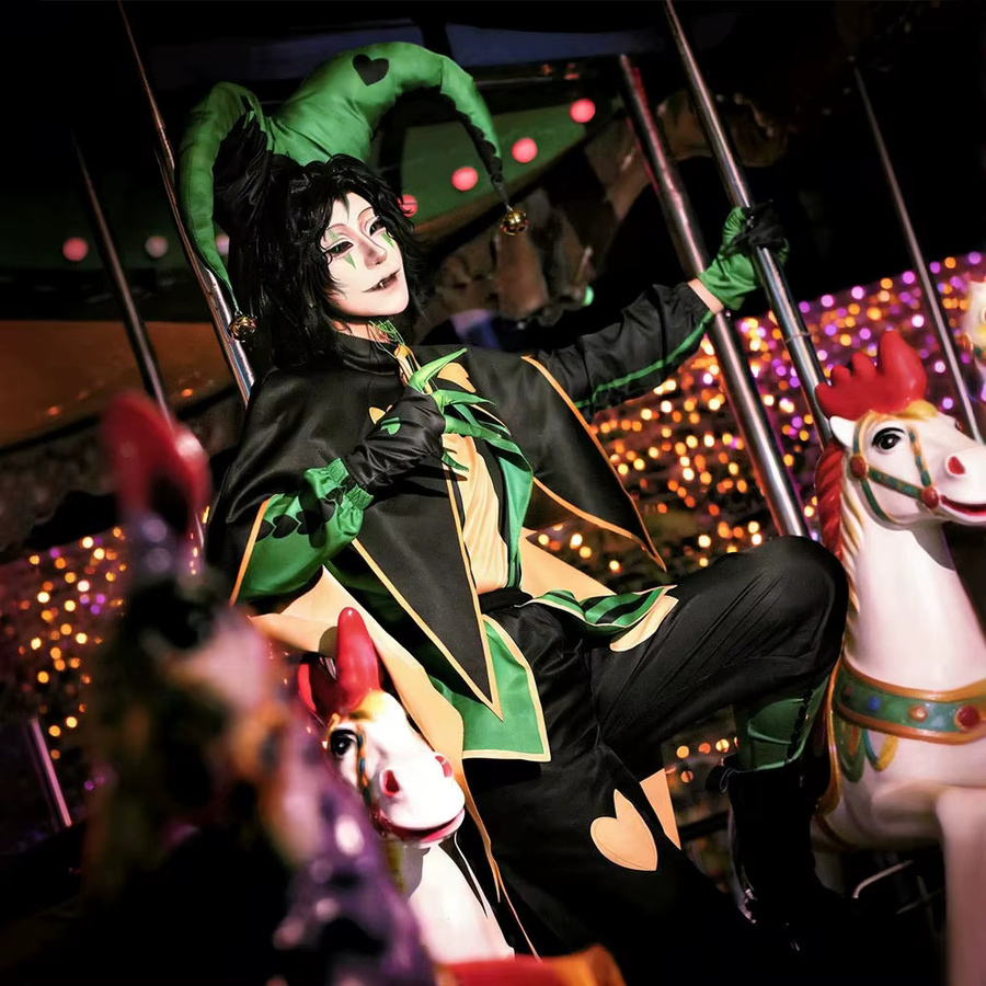 BOOCRE Anime The Freak Circus Harlequin Cosplay Kostüm, Clown, Set - Bild 3
