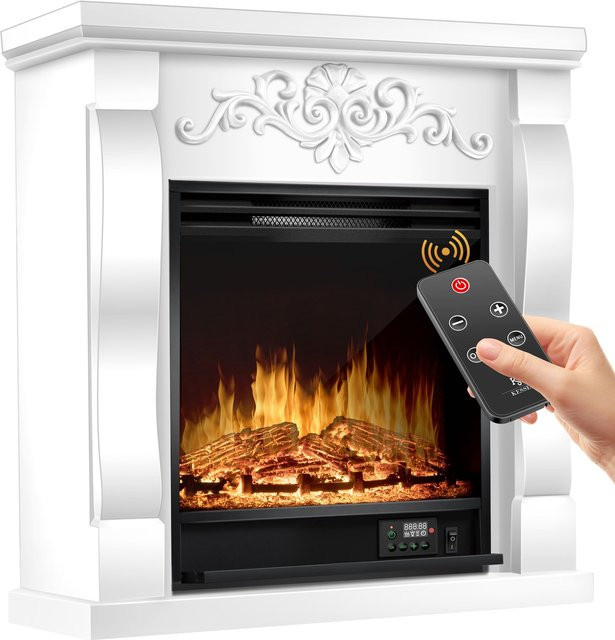 KESSER Elektrokamin Standkamin in Weiß mit LED 3D-Flammeneffekt, 1800W Heizleistung, Wochentimer, Thermostat und Fernbedienung - Bild 1
