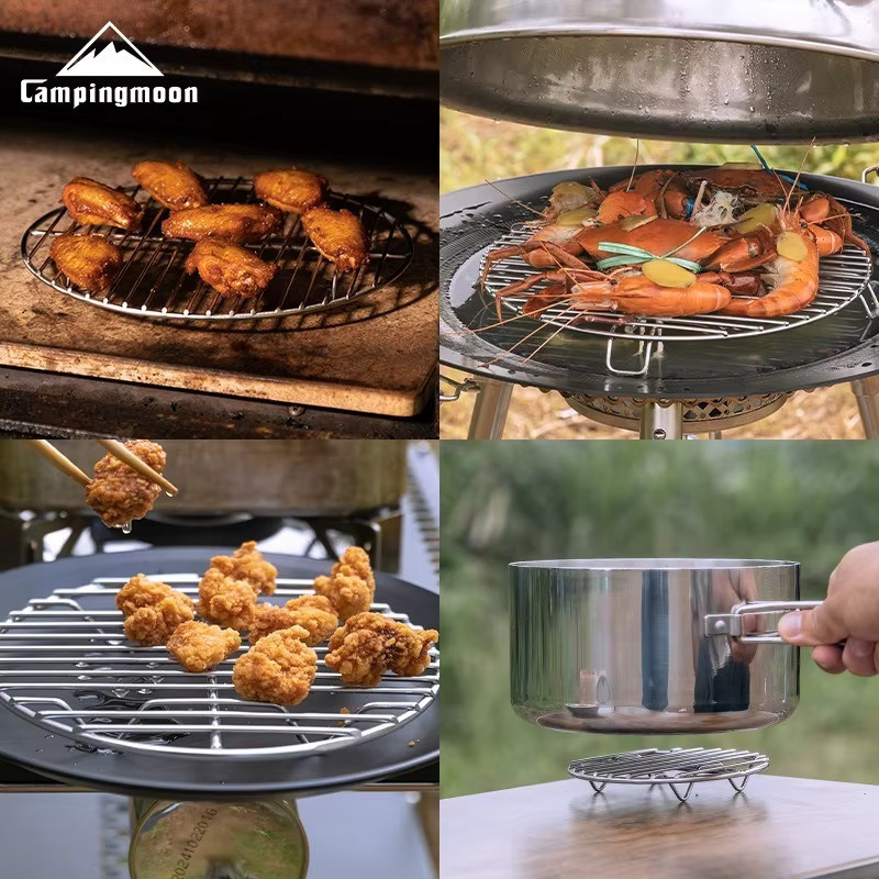 CAMPINGMOON Topfbodennetz aus Edelstahl 304 in Silber, runder Dampfgarer und Pizza-Grillnetz für Eintöpfe - Bild 1
