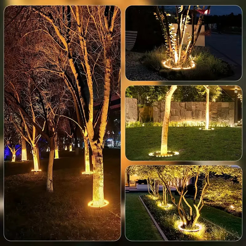 Burhui LED Baum-Umarmungsleuchte im 4er-Set, IP65 wasserdichte Garten-Dekorationsleuchten für Außenbereiche, Warmweiß, Schwarz oder Weiß - Bild 4