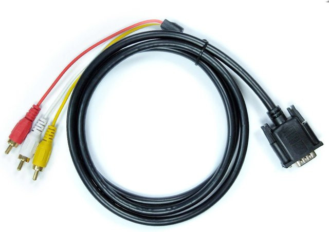 OULLX VGA-zu-3RCA-Konverterkabel in Gold, 1,5 m Länge mit magnetischem Ring für TV, Computer und PC - Bild 1