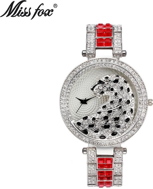 MISSFOX Armbanduhr Quarz, Edelstahl, Diamant, Damen, Gold/Silber/Rot - Bild 1