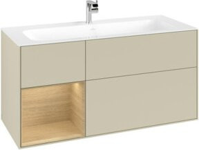 V&B Waschtischunterschrank Finion in Silbergrau lackiert mit Regalfach links offen, B/T: 119,6 x 49,8 cm - Bild 1