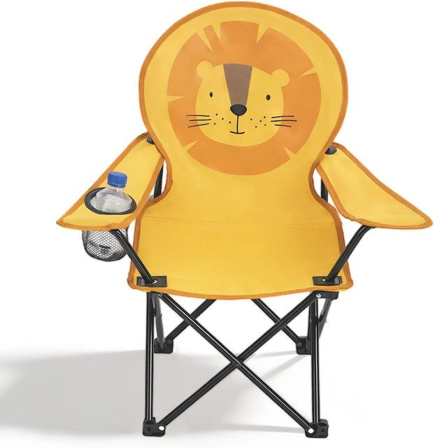 Sunula Kinder Campingstuhl Klappstuhl mit Löwen-Motiv in Gelb, B/T/H: 32,0 x 34,5 x 58,5 cm - Bild 1