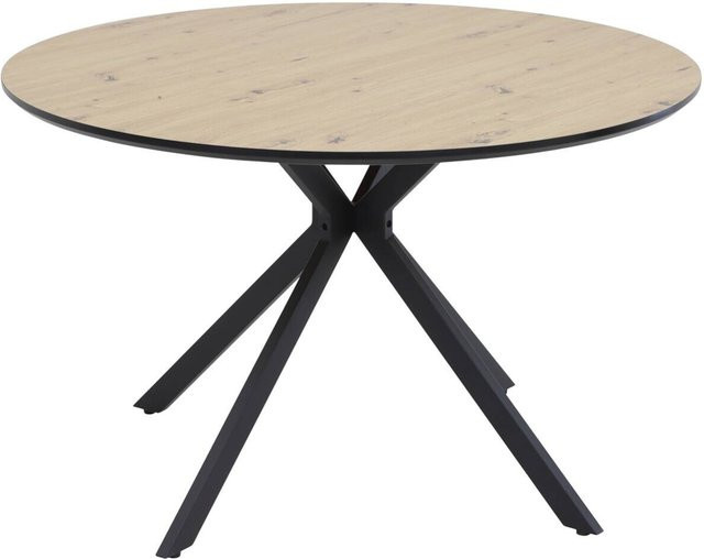 Esstisch Hela in Eiche Nachbildung und Schwarz, runder Esstisch mit Metallgestell, Breite: 120 cm, Höhe: 76 cm - Bild 1