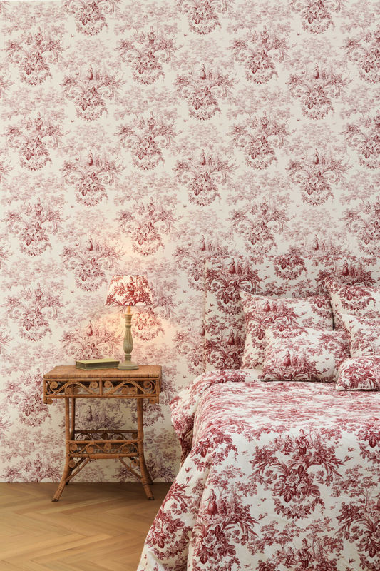 Quenin Tapete Beaux Jours in Rot mit floralem Vintage-Design - Bild 2
