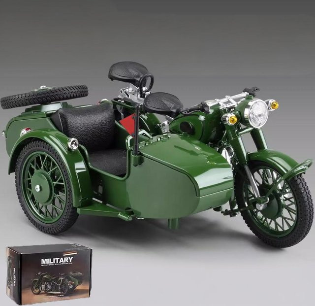 Linyi toy car Ural M72 UdSSR Beiwagenmotorrad, Modell, Metall, schwarz, ab 14 Jahren - Bild 1