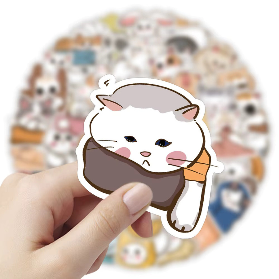 60 Stück Cartoon Katze Aufkleber Set in Multicolour von BulingBulingStickers Shop für Skateboard, Auto, Helm und Notebook - Bild 2