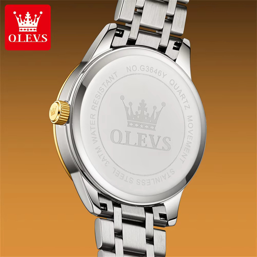 OLEVS Armbanduhr Quarz, Edelstahl, Bicolor, Herren - Bild 2