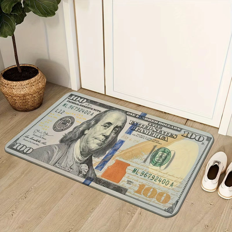 VIKAMA Rechteckiger Teppich mit Banknotenmuster in Mehrfarbig für Schlafzimmer, Küche und Flur - Bild 4