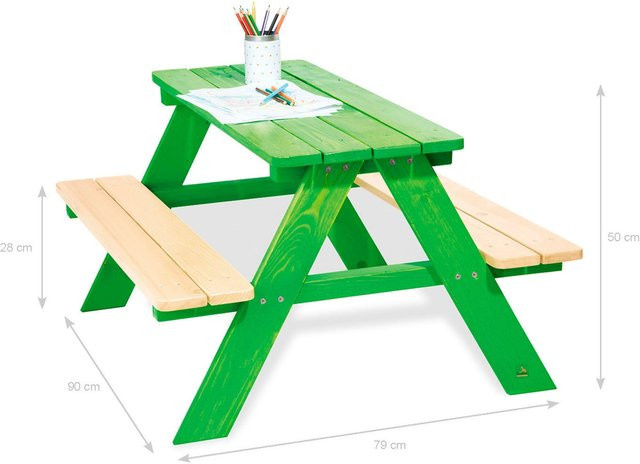 Pinolino Kindersitzgarnitur Nicki für 4 aus Nadelholz, grün, B/H/L: 79 x 50 x 90 cm - Bild 1