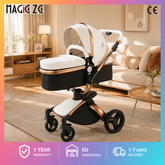 Magic ZC 3-in-1 Kombikinderwagen in Weiß mit Neugeborenen-Liegesitz, Autositz und 360 Grad drehbarem Ei-Sitz, faltbar und kompakt - Bild 1