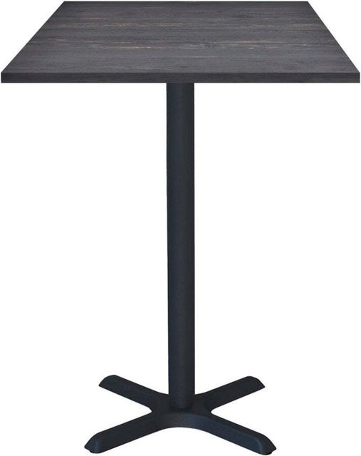 RestooTab Stehtisch Dina quadratisch in Pinie Grau/Dunkelgrau mit schwarzem Gestell, B/T/H: 60 x 60 x 112 cm - Bild 1