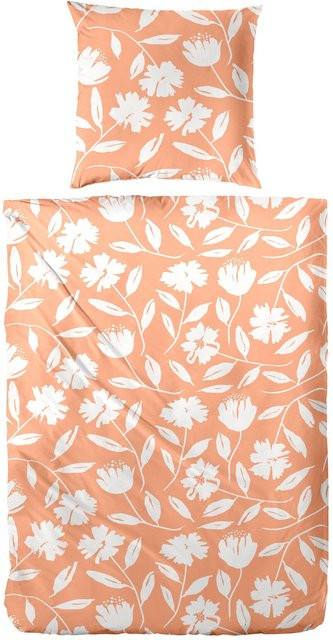 H.G. Hahn Bettwäsche aus Baumwoll-Perkal mit floralem Design in Orange - Bild 1