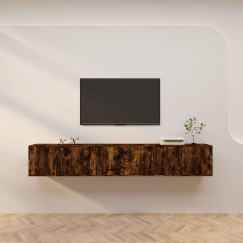 3er-Set TV-Wandschränke von Vidaxl in Räuchereiche, Klassisch, B/T/H: 80 x 34,5 x 40 cm - Bild 1