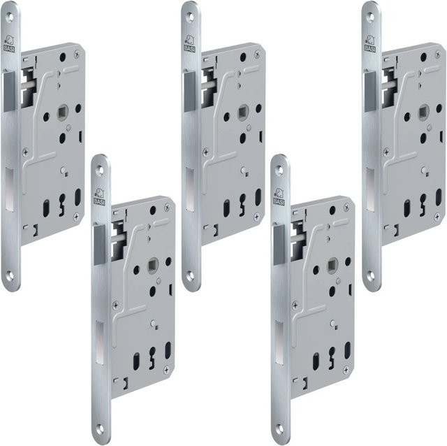 BASI Zimmertürschloss ES 927 BB Edelstahl Silber 5er Set mit Rundstulp 20 mm - Bild 1
