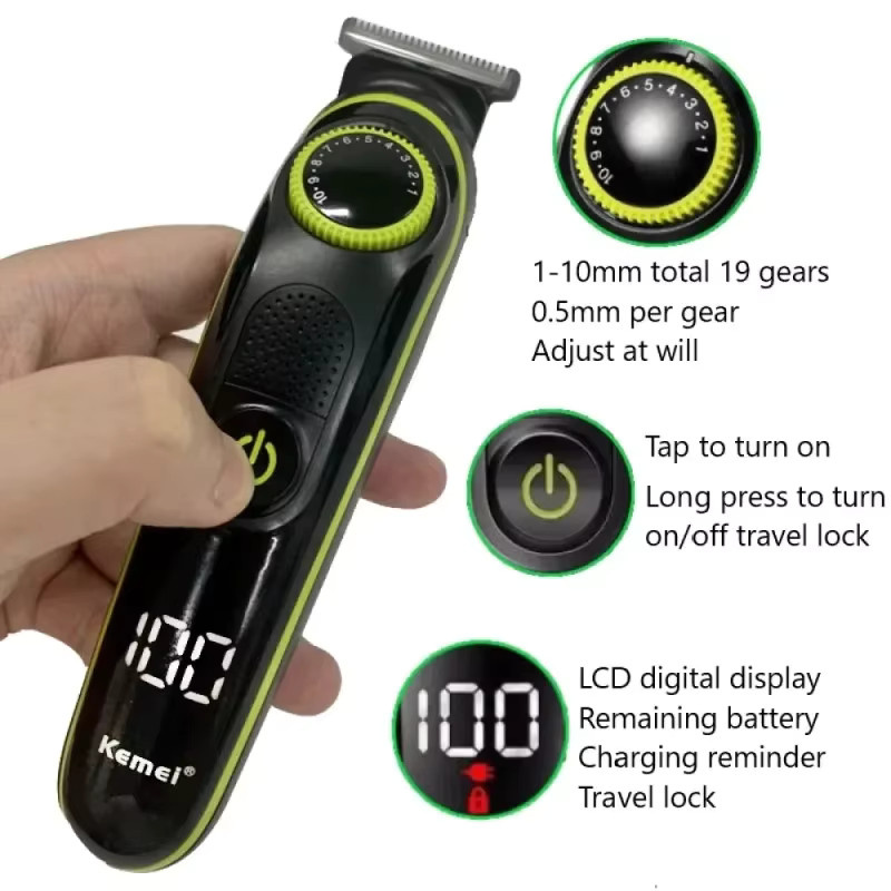 Kemei Haarschneider KM-696, Herren-Trimmer, Schwarz - Bild 4