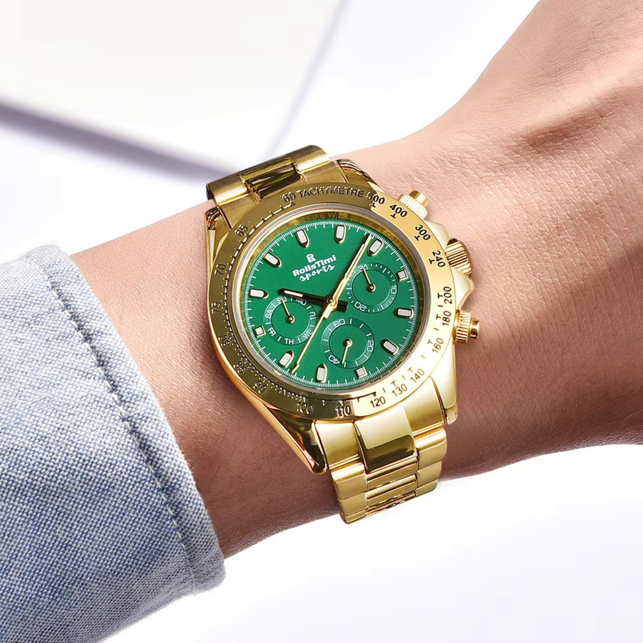 Rollstimi Armbanduhr, mechanisch, Edelstahl, Weiß, Herren - Bild 2