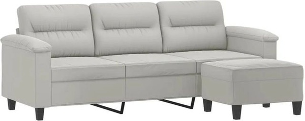vidaXL 3-Sitzer-Sofa mit passendem Hocker in Hellgrau aus Mikrofasergewebe