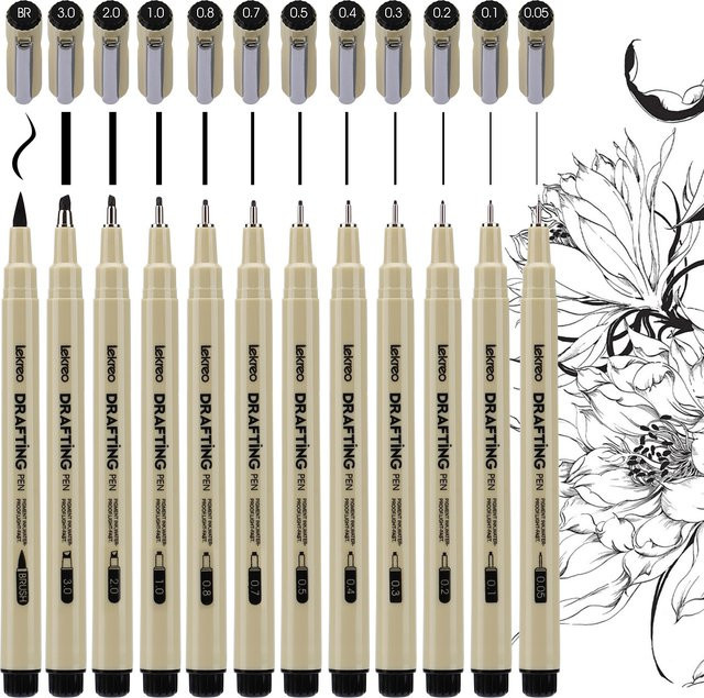 Lekreo Micron Fineliner-Stifte mit schwarzer Tinte für Schreiben, Zeichnen und Bullet Journaling - Bild 1