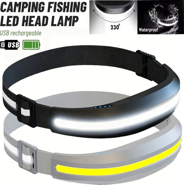 LONGRIVER COB-Stirnlampe mit USB-Ladefunktion, wiederaufladbare Outdoor-Camping-Leuchte mit 4 Beleuchtungsmodi und Rot/Weiß-Licht - Bild 1