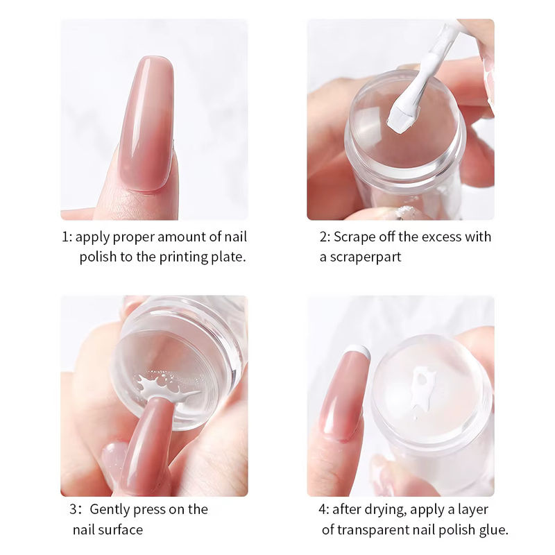 LINMANDA Klarer Silikon-Nagelstempel für French Nails und Nagelkunst, Transparent, Rund - Bild 4