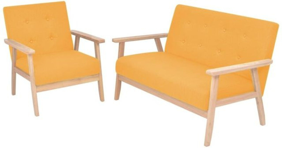 2-tlg. Sofa-Set vidaxl in Gelb aus Stoff im skandinavischen Retro-Design - Bild 1
