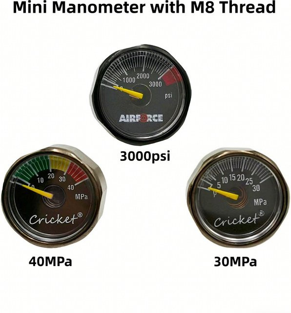 Mini Mikro Manometer mit HPA M8 x 1 Gewinde für 30 oder 40 MPA / 6000 PSI Cricket Airforce - Bild 1