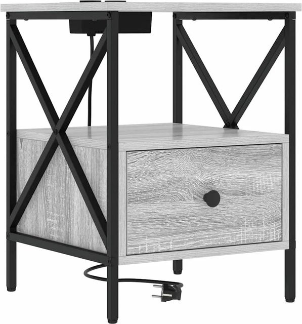vidaXL Nachttisch modern in Grau und Schwarz, B/T/H: 41,5 x 40,5 x 55 cm - Bild 1