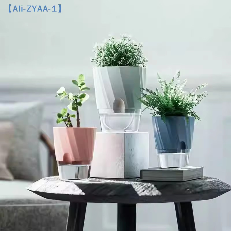 JETTING Hydroponischer Blumentopf mit automatischer Selbstbewässerung aus Kunststoff, transparent und pink - Bild 2