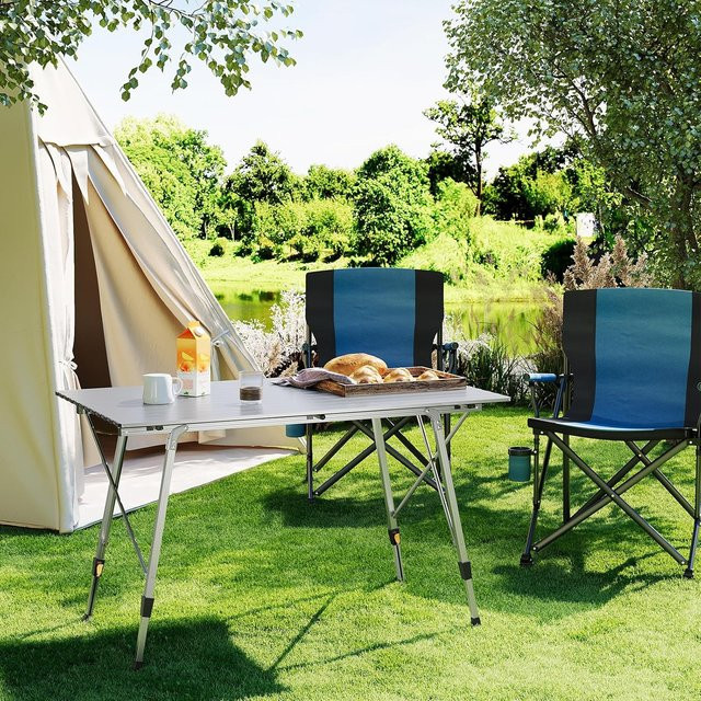 WOLTU Aluminium-Klapp-Campingtisch für den Außenbereich, höhenverstellbarer Reise-Gartentisch für 4–6 Personen, Schwarz, Breite: 120 cm, Tiefe: 68,5 cm - Bild 1
