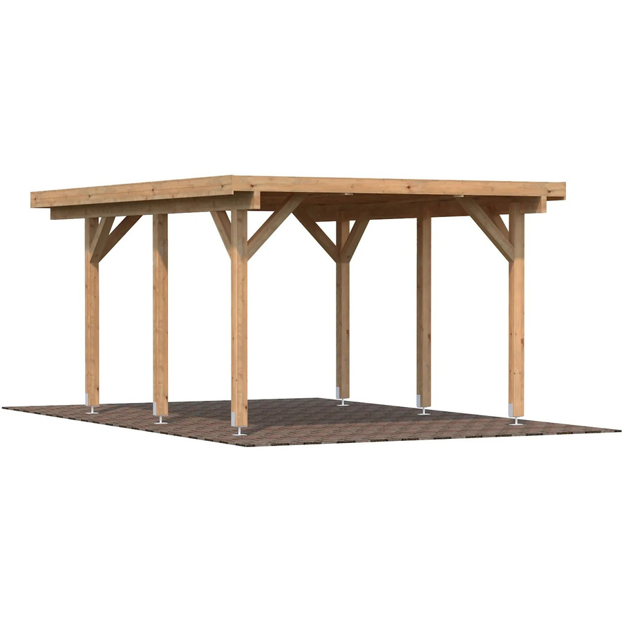 Palmako Einzelcarport Karl aus Fichtenholz in Braun mit Flachdach, Breite: 360 cm, Tiefe: 512 cm - Bild 2