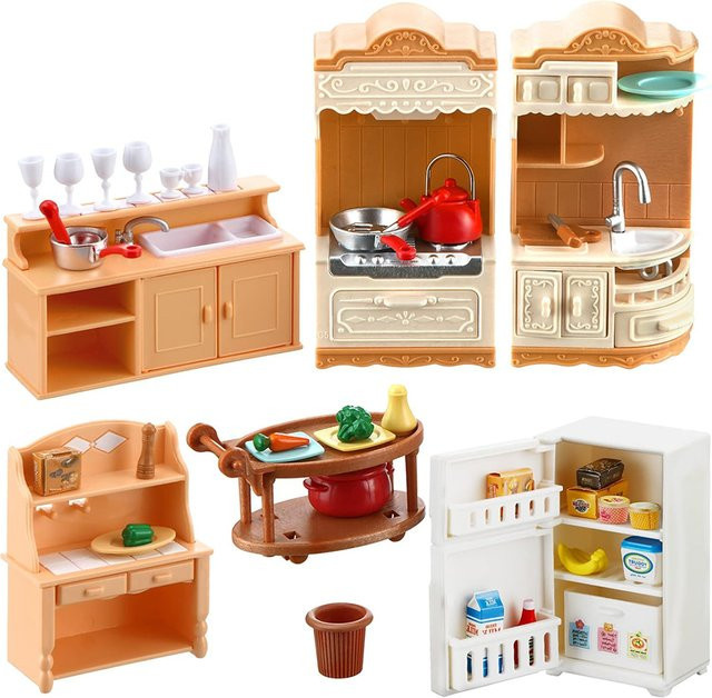 MSFTOYS Puppenhaus Möbel Küche Spielset, Zubehör, Bunt / Mehrfarbig - Bild 1